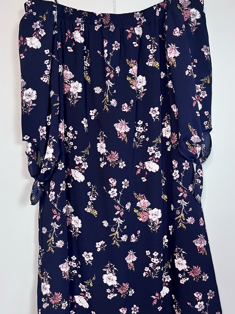 Ripe Maternity Floral Off Shoulder Dress Navy Pink Boho Size S
